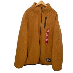 Eddie Bauer Tabacco Brown Fleece Jacket Mens Size XL New Full Zip Gorbcore Cozy